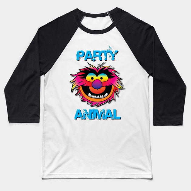 Party Animal Muppet - Blue Baseball T-Shirt by Hunter